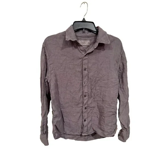 Abercrombie & Fitch Linen Collection Long Sleeve Button Up Shirt Mens XS Grey - Picture 1 of 7
